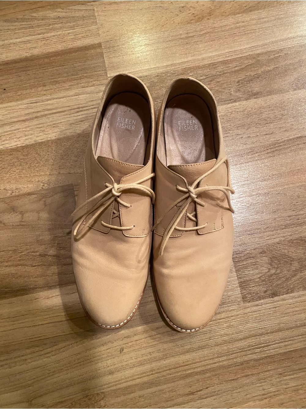 Eileen Fisher Men’s Beige/Tan Leather Derby Oxfords — Size 10